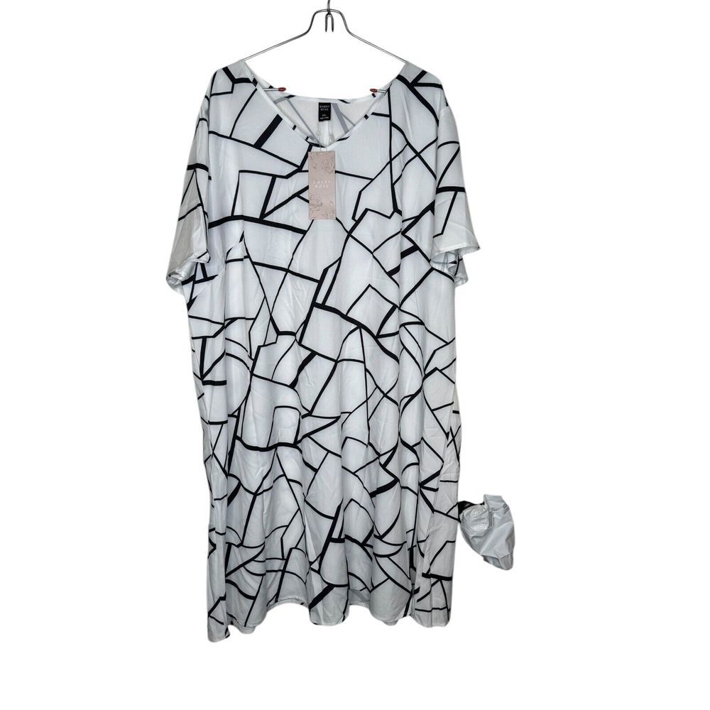 Emery Rose Women's Shift Dress Abstract V-Neck Flutter Sleeve Plus Size 1XL NWT